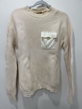 SER.O.YA Cream Ribbed Crew Neck Sweater with Pocket